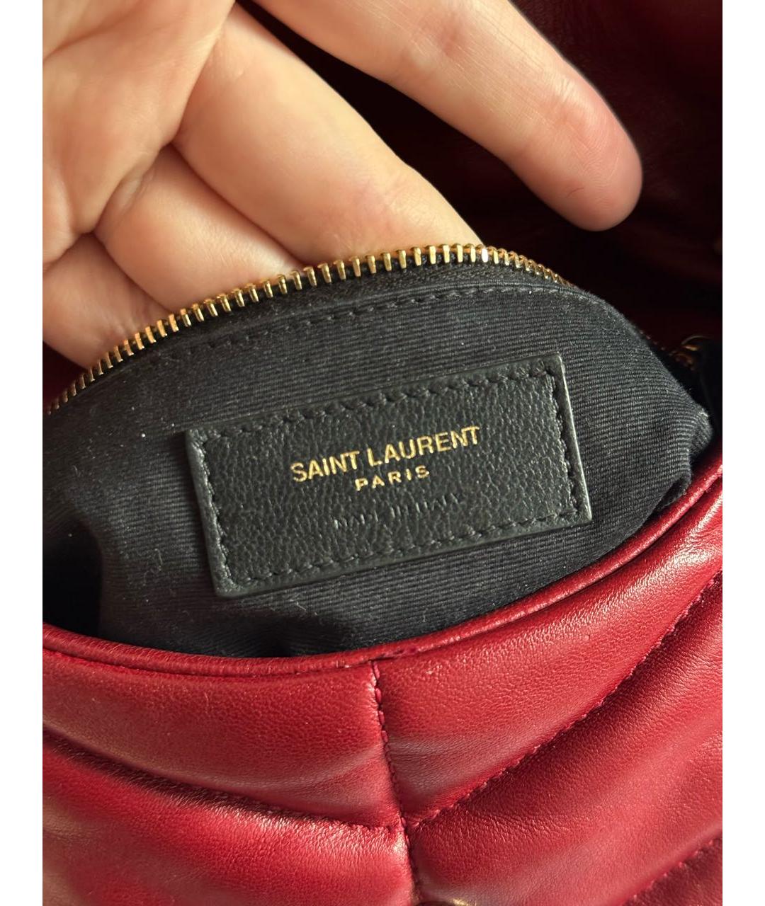 SAINT LAURENT Бордовая кожаная сумка через плечо, фото 5
