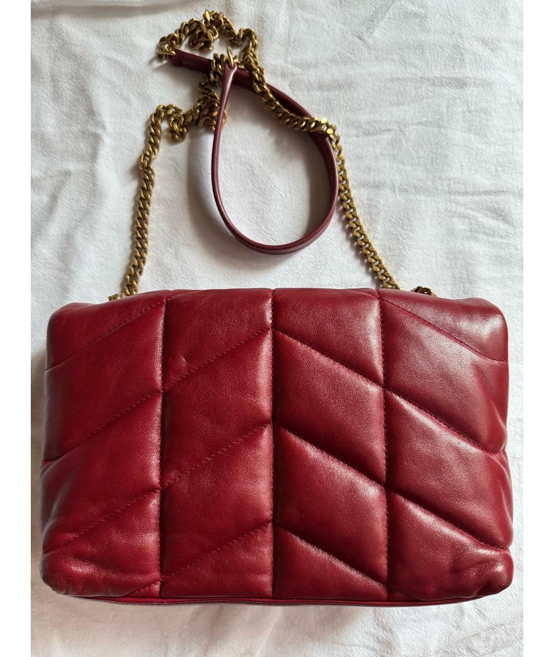 SAINT LAURENT Бордовая кожаная сумка через плечо, фото 3