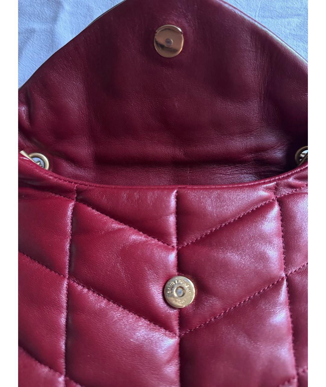 SAINT LAURENT Бордовая кожаная сумка через плечо, фото 4