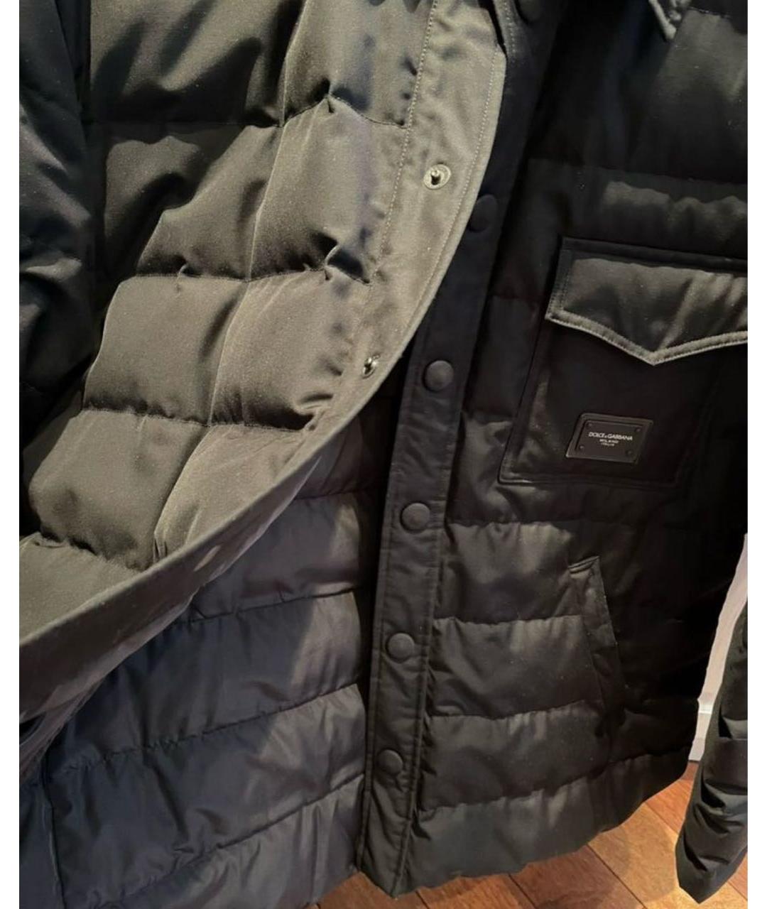 DOLCE&GABBANA Черный полиэстеровый пуховик, фото 4