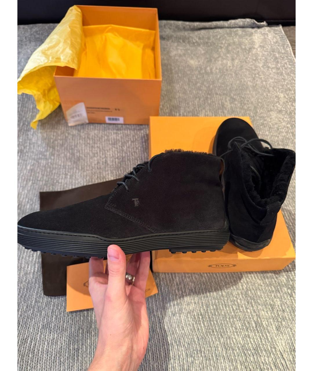 TOD'S Черные замшевые высокие ботинки, фото 8