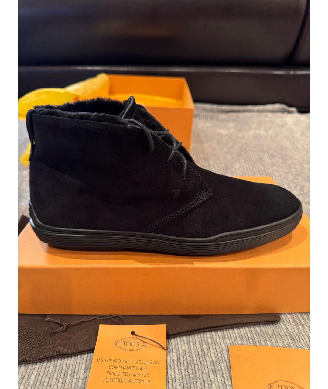 TOD'S Черные замшевые высокие ботинки, фото 9