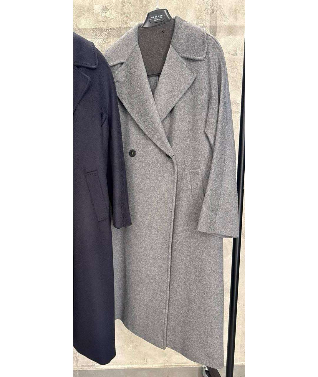 WEEKEND MAX MARA Антрацитовое шерстяное пальто, фото 3