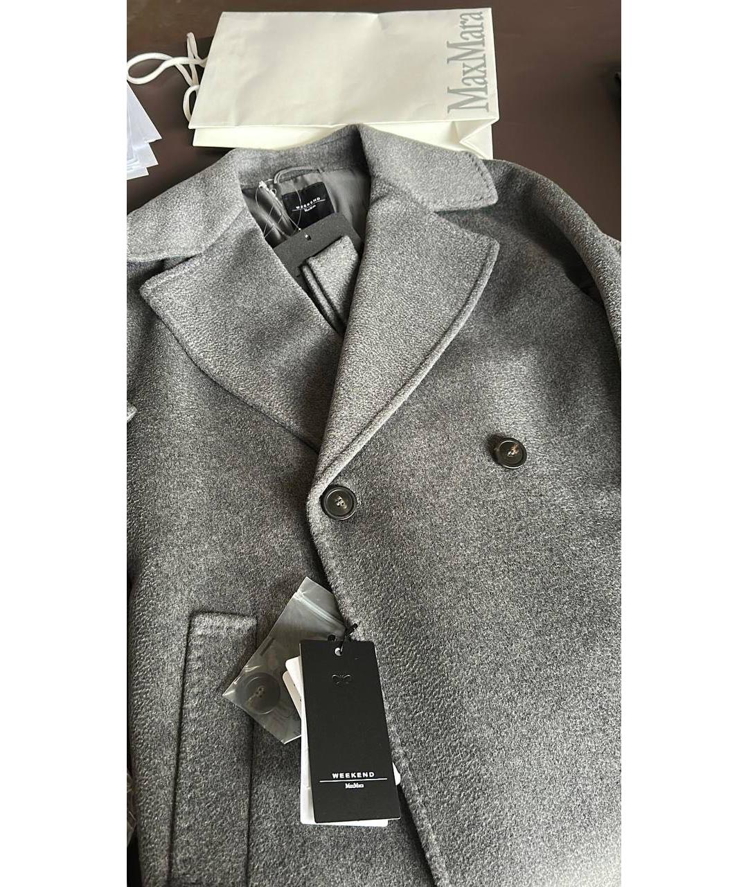 WEEKEND MAX MARA Антрацитовое шерстяное пальто, фото 2