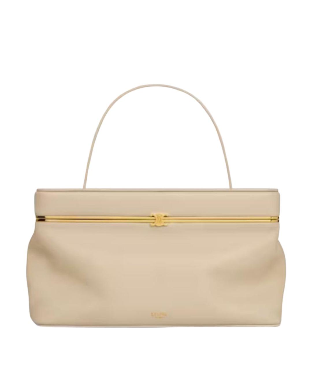 CELINE Бежевая кожаная сумка с короткими ручками, фото 1