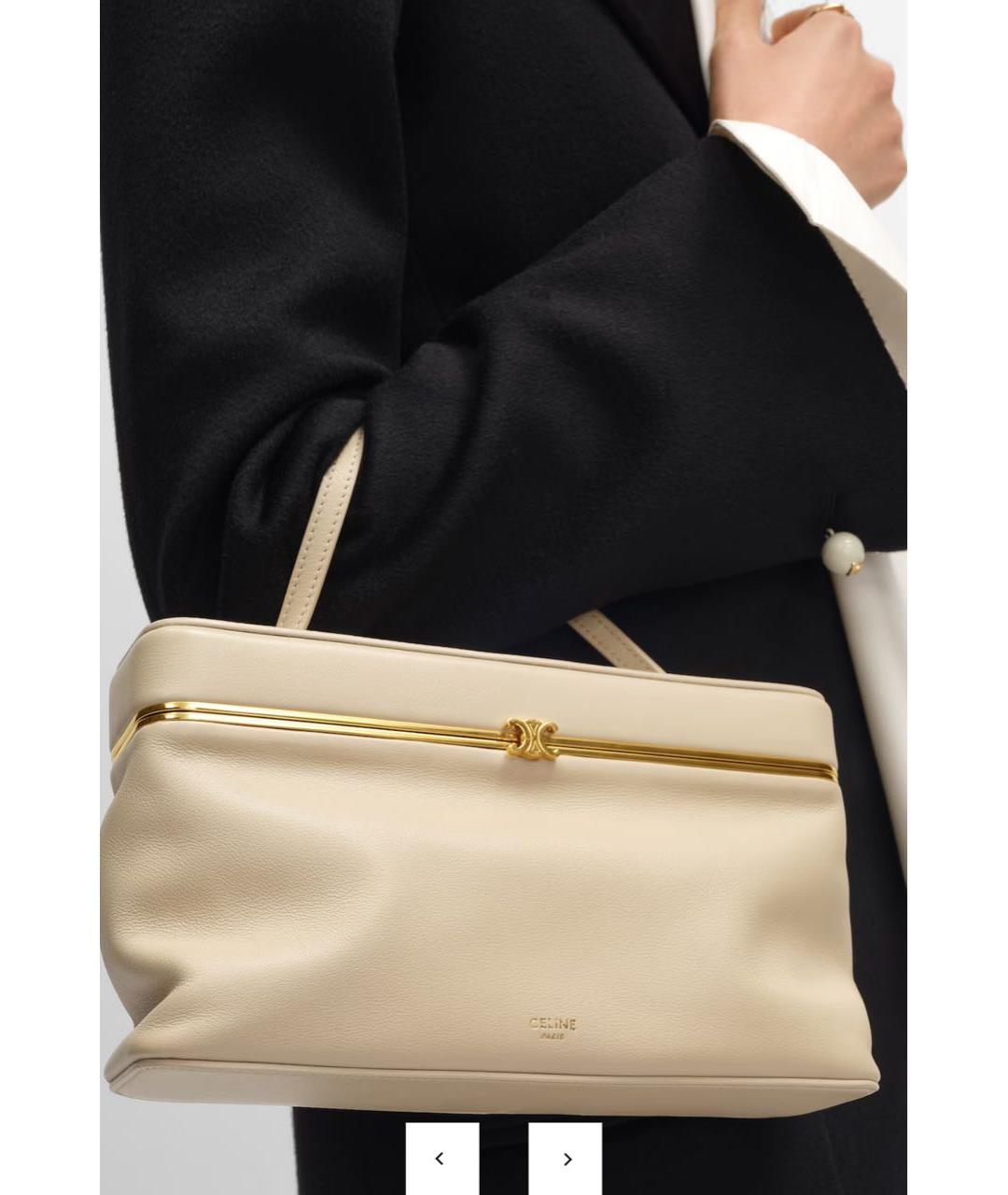 CELINE Бежевая кожаная сумка с короткими ручками, фото 3
