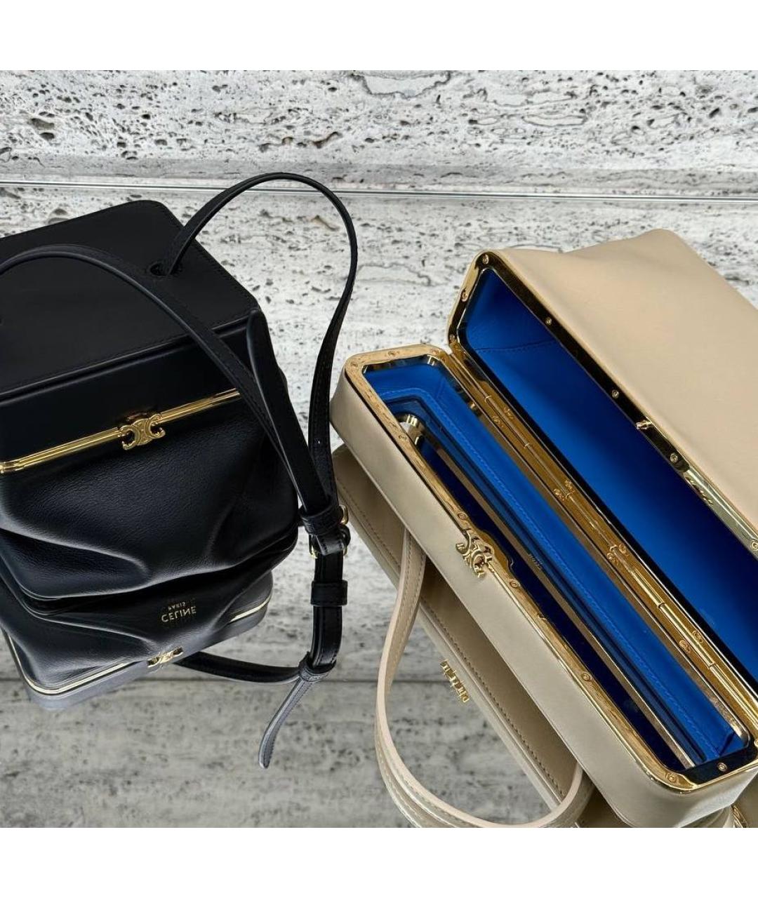 CELINE Бежевая кожаная сумка с короткими ручками, фото 5