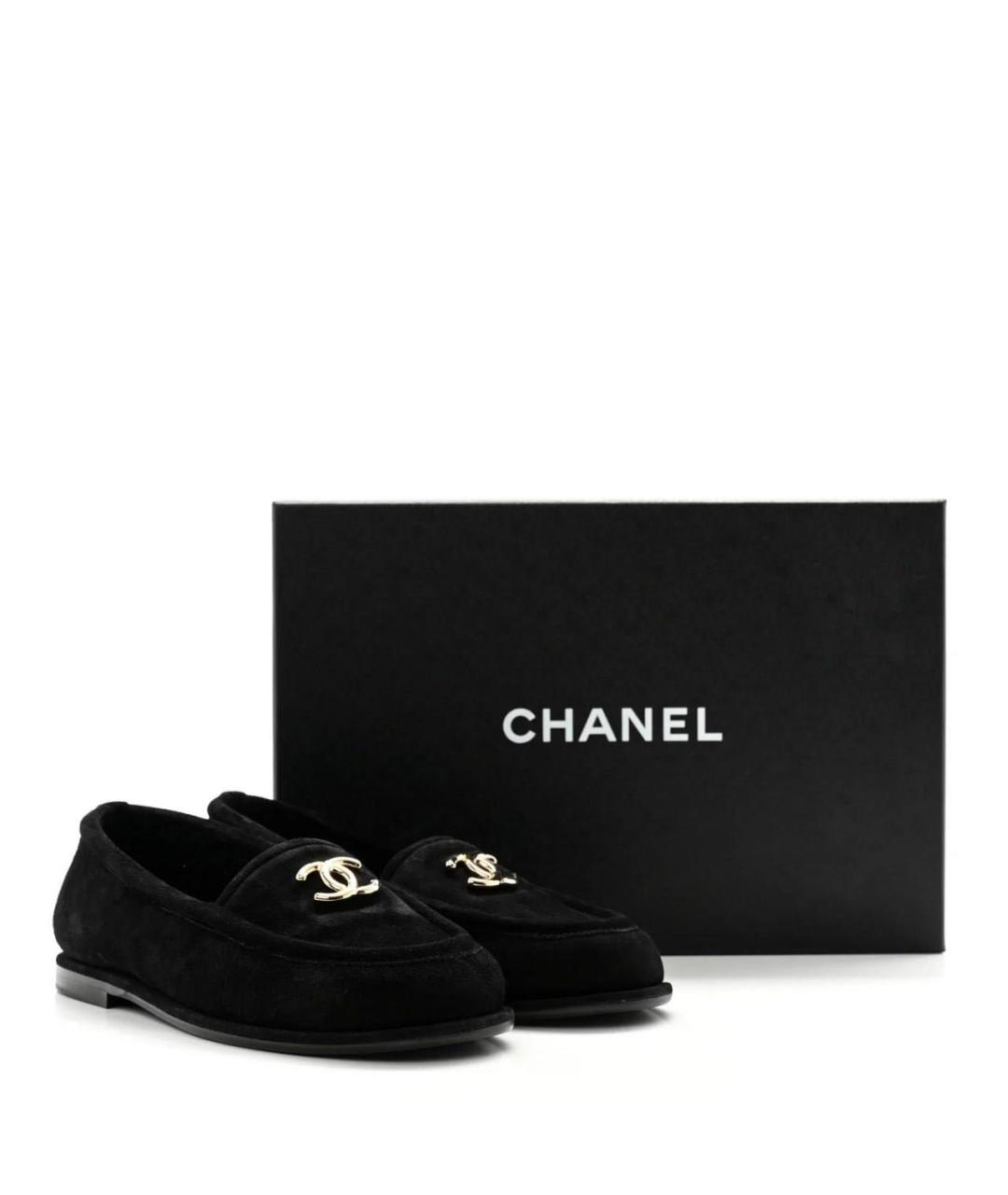 CHANEL Черные замшевые лоферы, фото 2