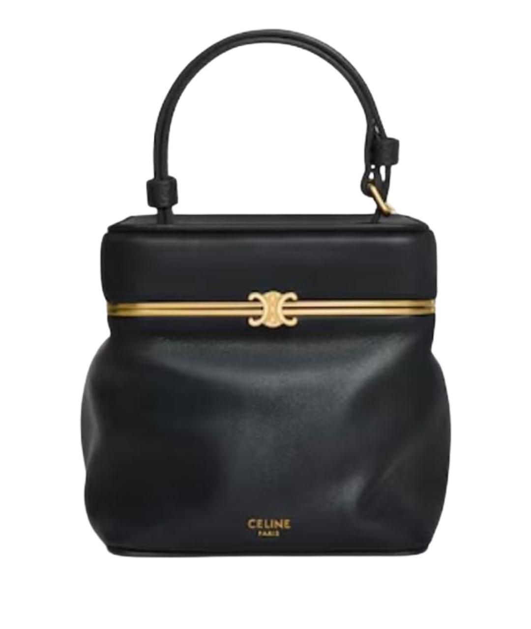 CELINE Черная кожаная сумка с короткими ручками, фото 1