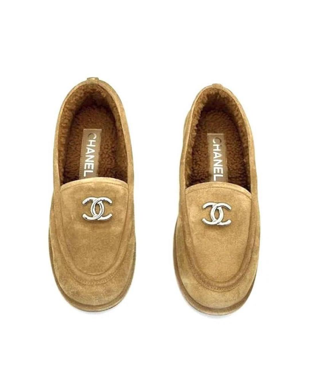 CHANEL Бежевые замшевые лоферы, фото 2