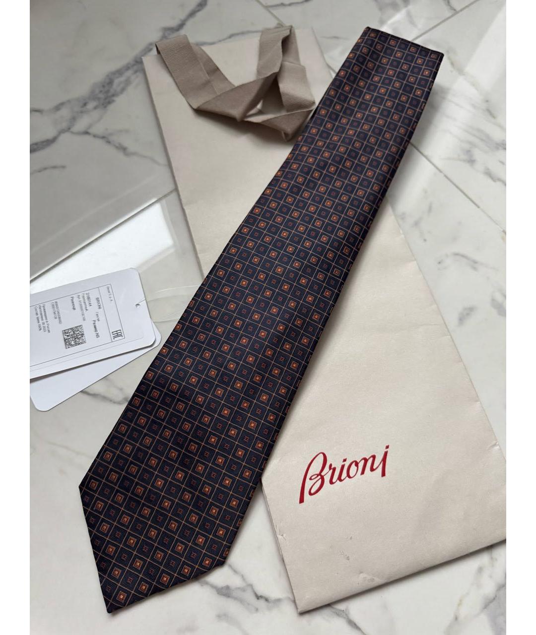 BRIONI Темно-синий шелковый галстук, фото 7