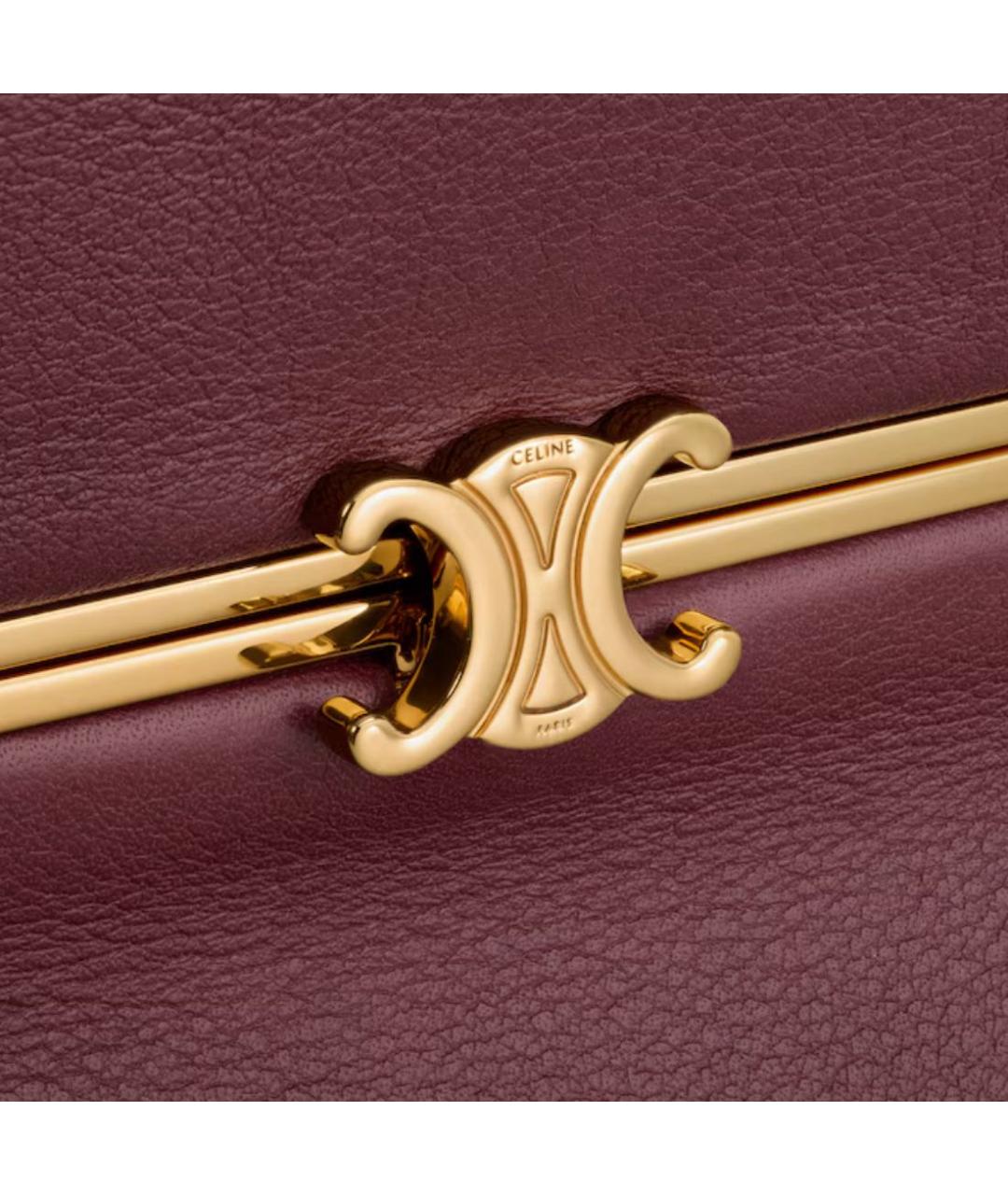 CELINE Бордовая кожаная сумка с короткими ручками, фото 3