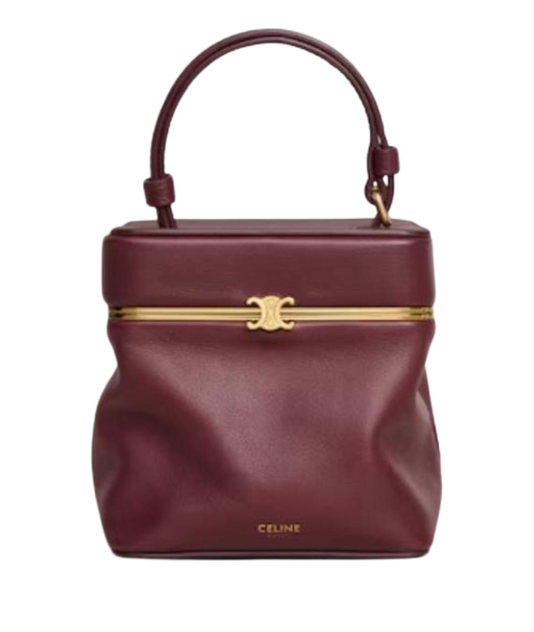 CELINE Бордовая кожаная сумка с короткими ручками, фото 1
