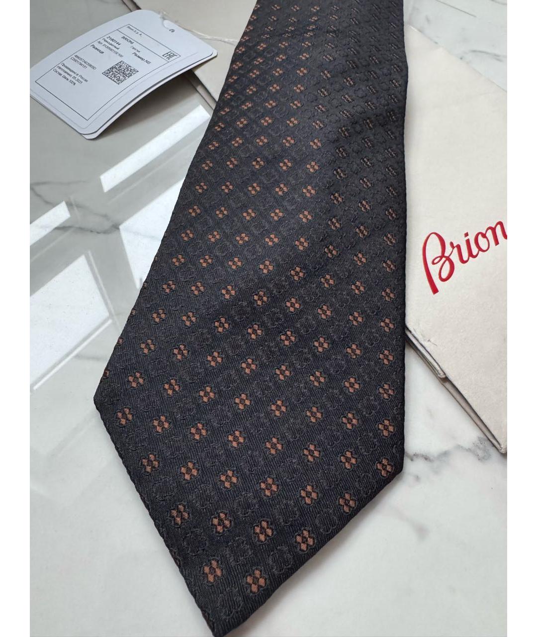 BRIONI Черный шелковый галстук, фото 3