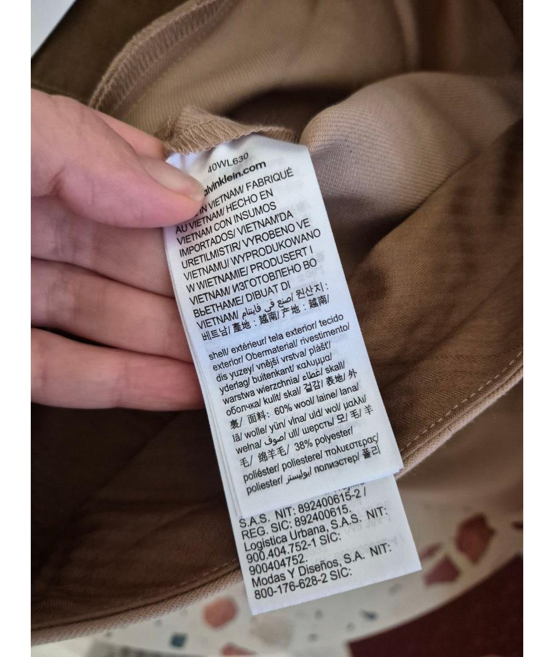 CALVIN KLEIN Бежевые шерстяные брюки широкие, фото 5