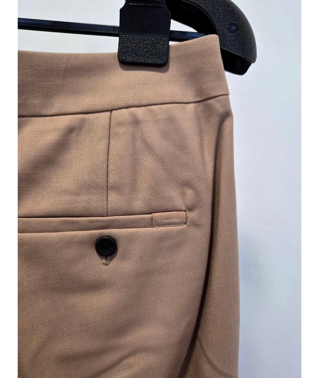 CALVIN KLEIN Бежевые шерстяные брюки широкие, фото 3