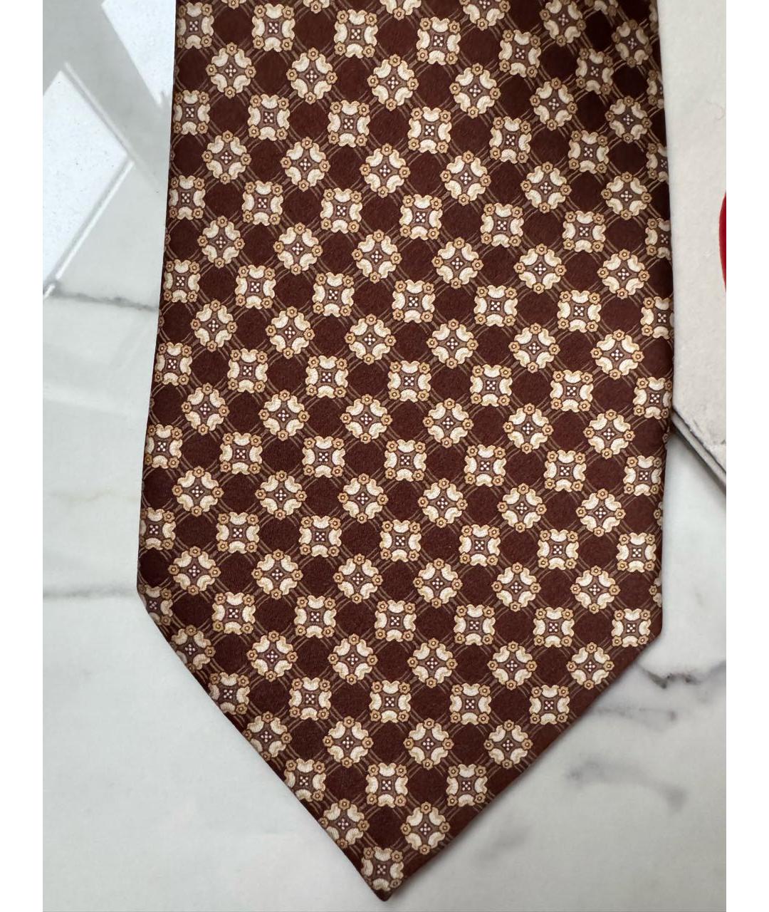 BRIONI Коричневый шелковый галстук, фото 5