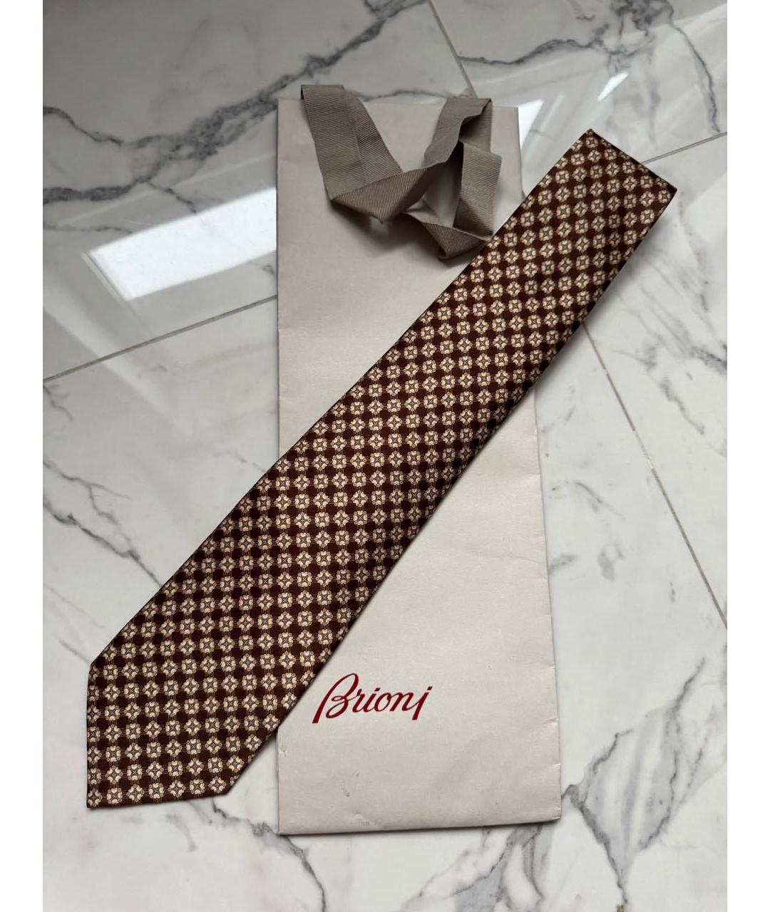 BRIONI Коричневый шелковый галстук, фото 2