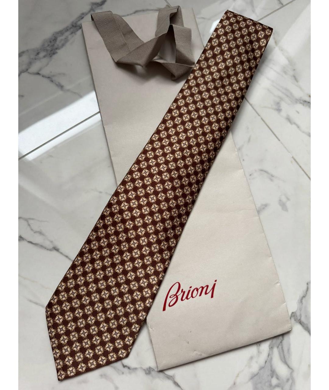 BRIONI Коричневый шелковый галстук, фото 8