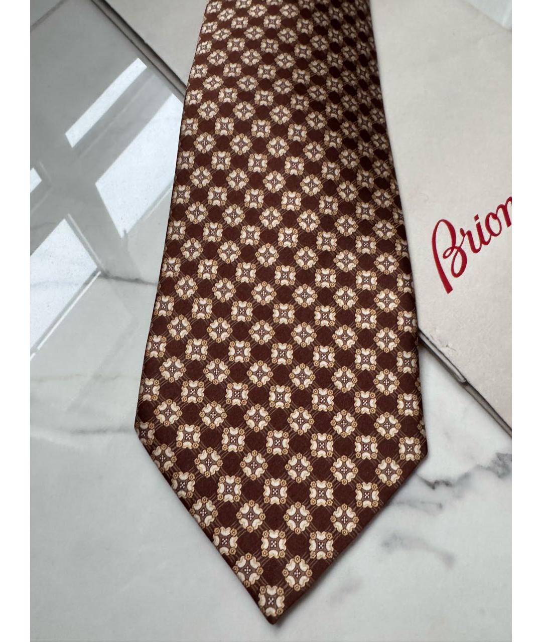 BRIONI Коричневый шелковый галстук, фото 4