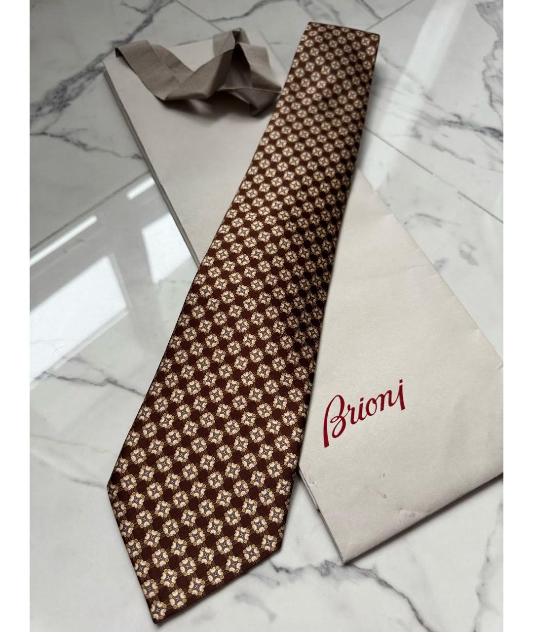BRIONI Коричневый шелковый галстук, фото 3