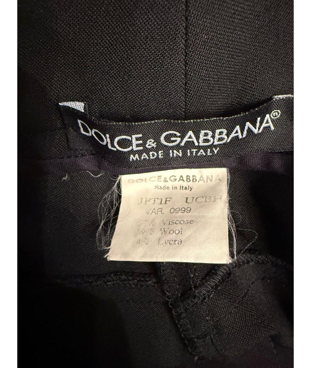 DOLCE&GABBANA Черные шерстяные прямые брюки, фото 4