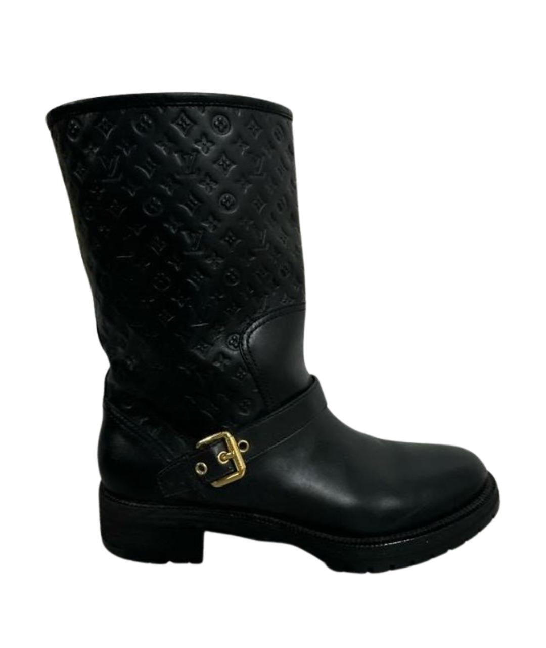 LOUIS VUITTON Черные кожаные сапоги, фото 1