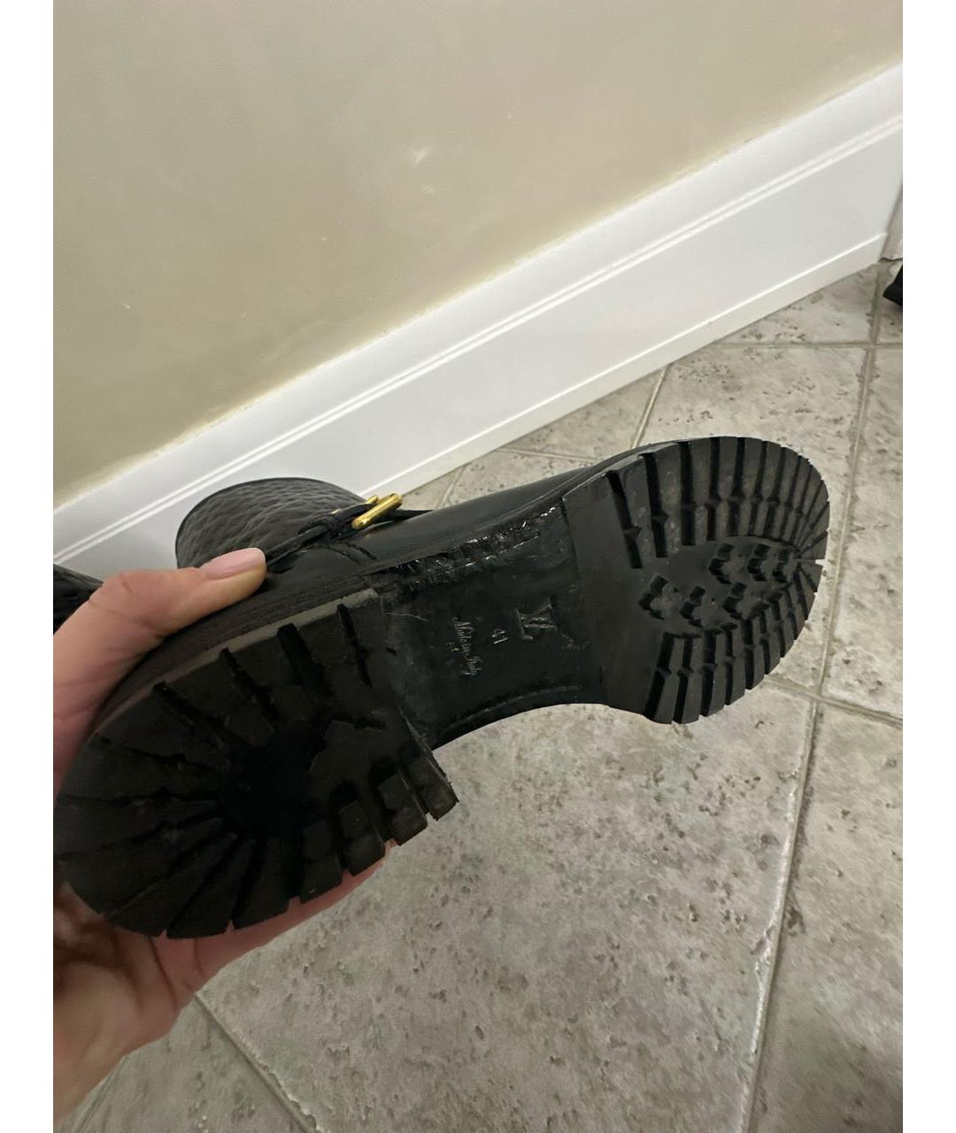 LOUIS VUITTON Черные кожаные сапоги, фото 5