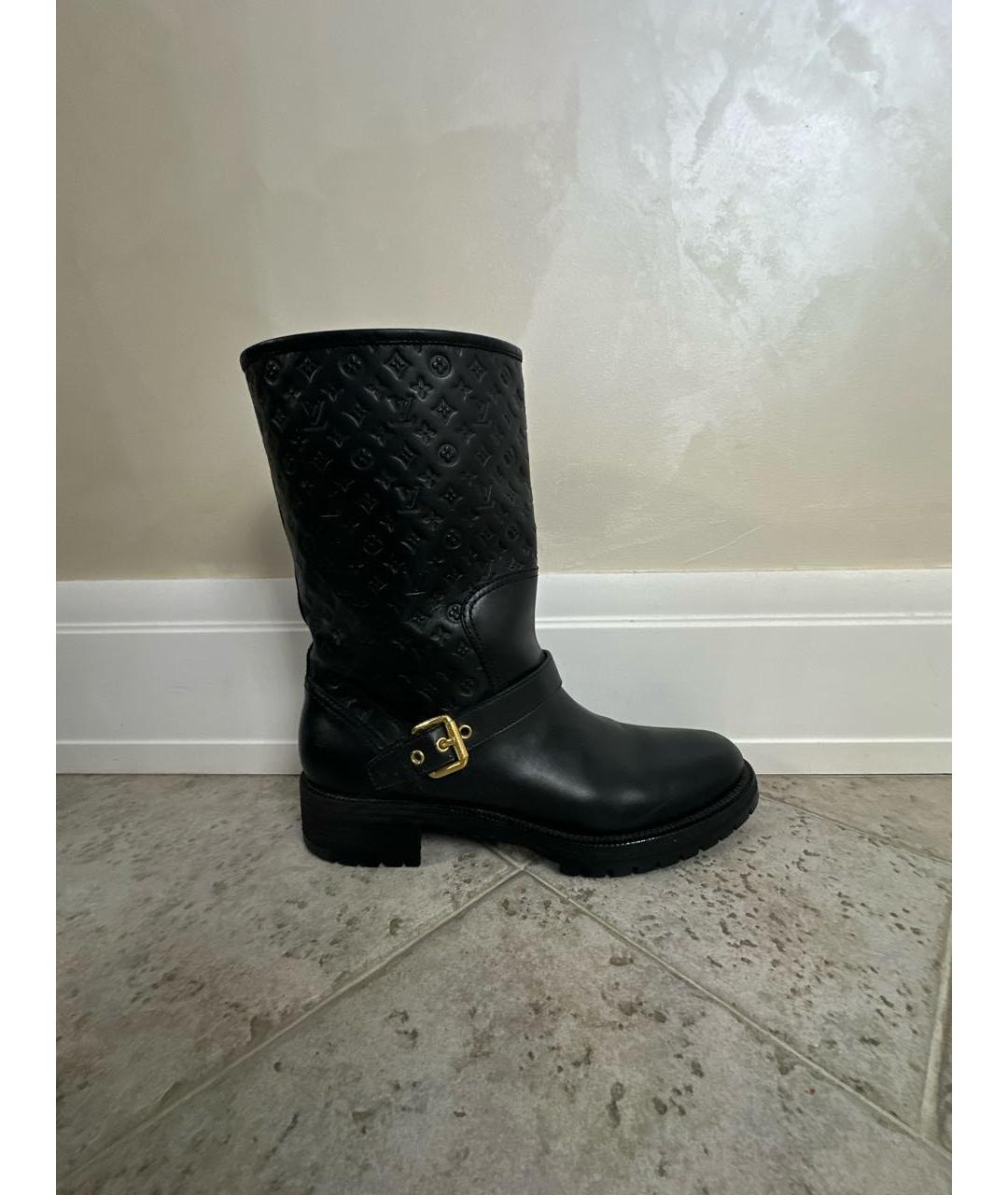 LOUIS VUITTON Черные кожаные сапоги, фото 7