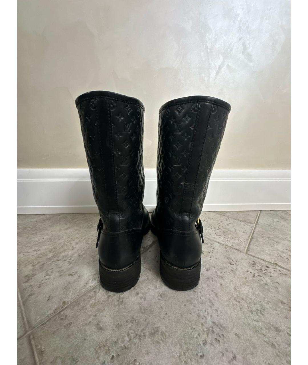 LOUIS VUITTON Черные кожаные сапоги, фото 4