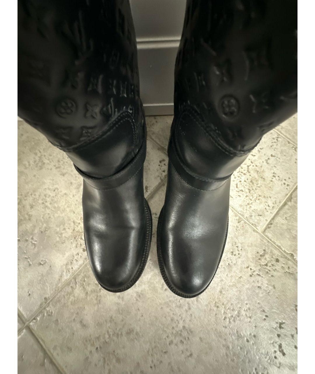 LOUIS VUITTON Черные кожаные сапоги, фото 3