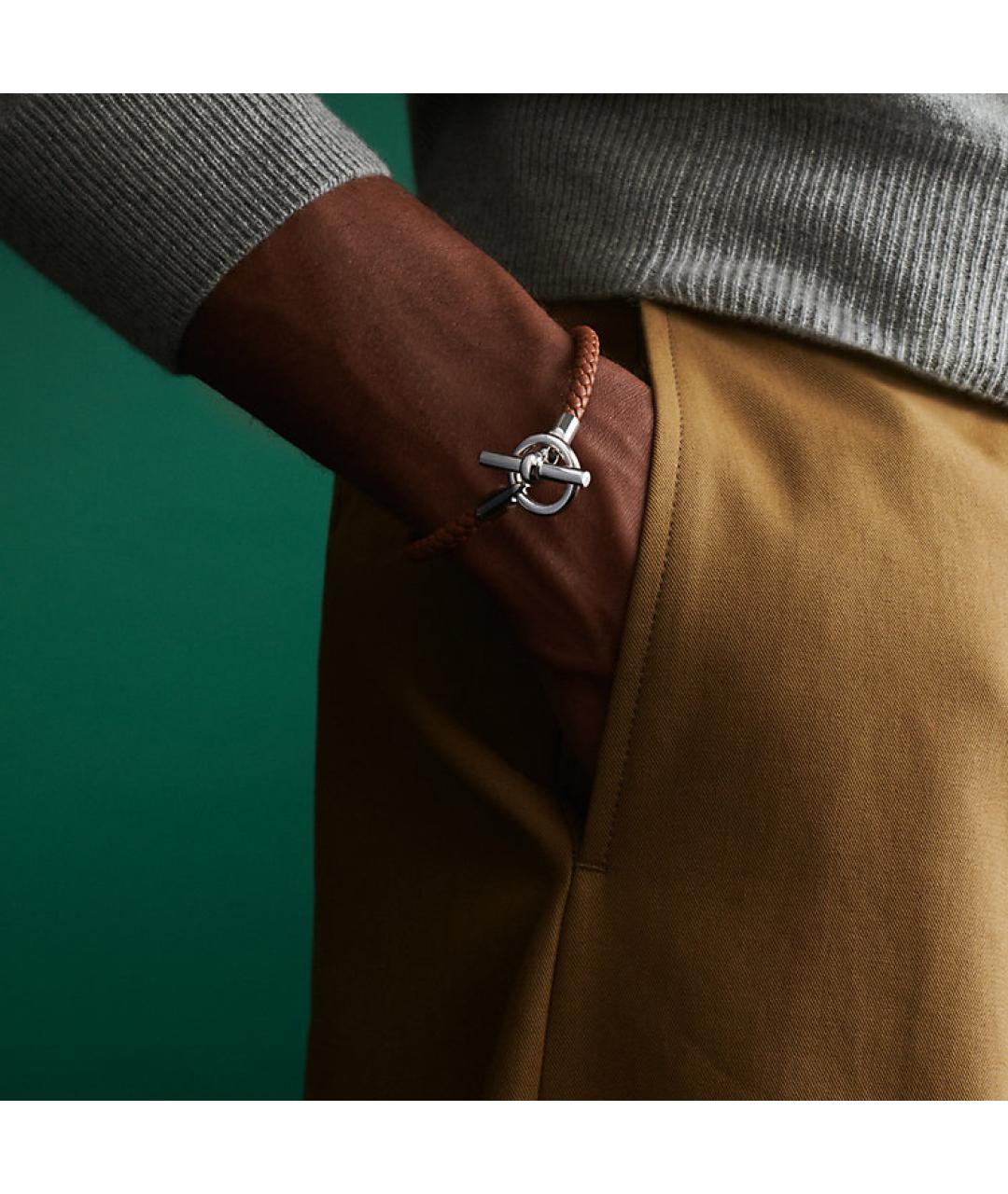 HERMES Коричневый кожаный браслет, фото 2