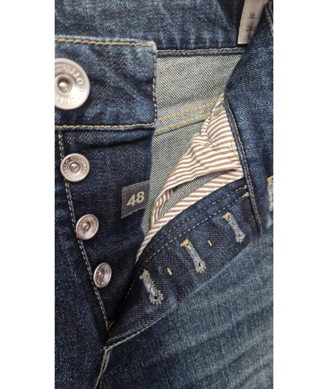 BRUNELLO CUCINELLI Темно-синие хлопковые прямые джинсы, фото 9