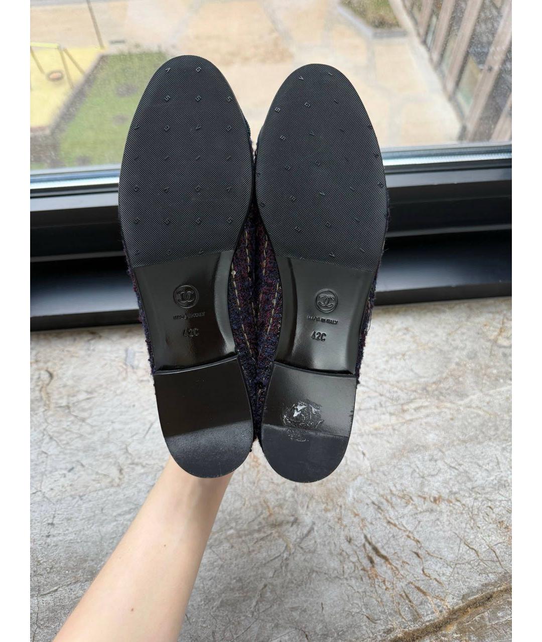 CHANEL Темно-синие текстильные балетки, фото 5