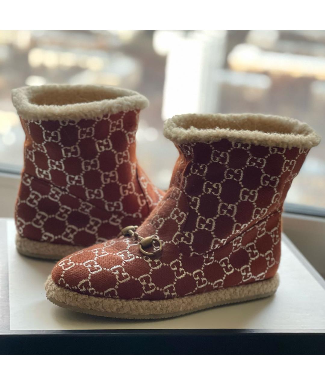 GUCCI Коричневые текстильные полусапоги, фото 5