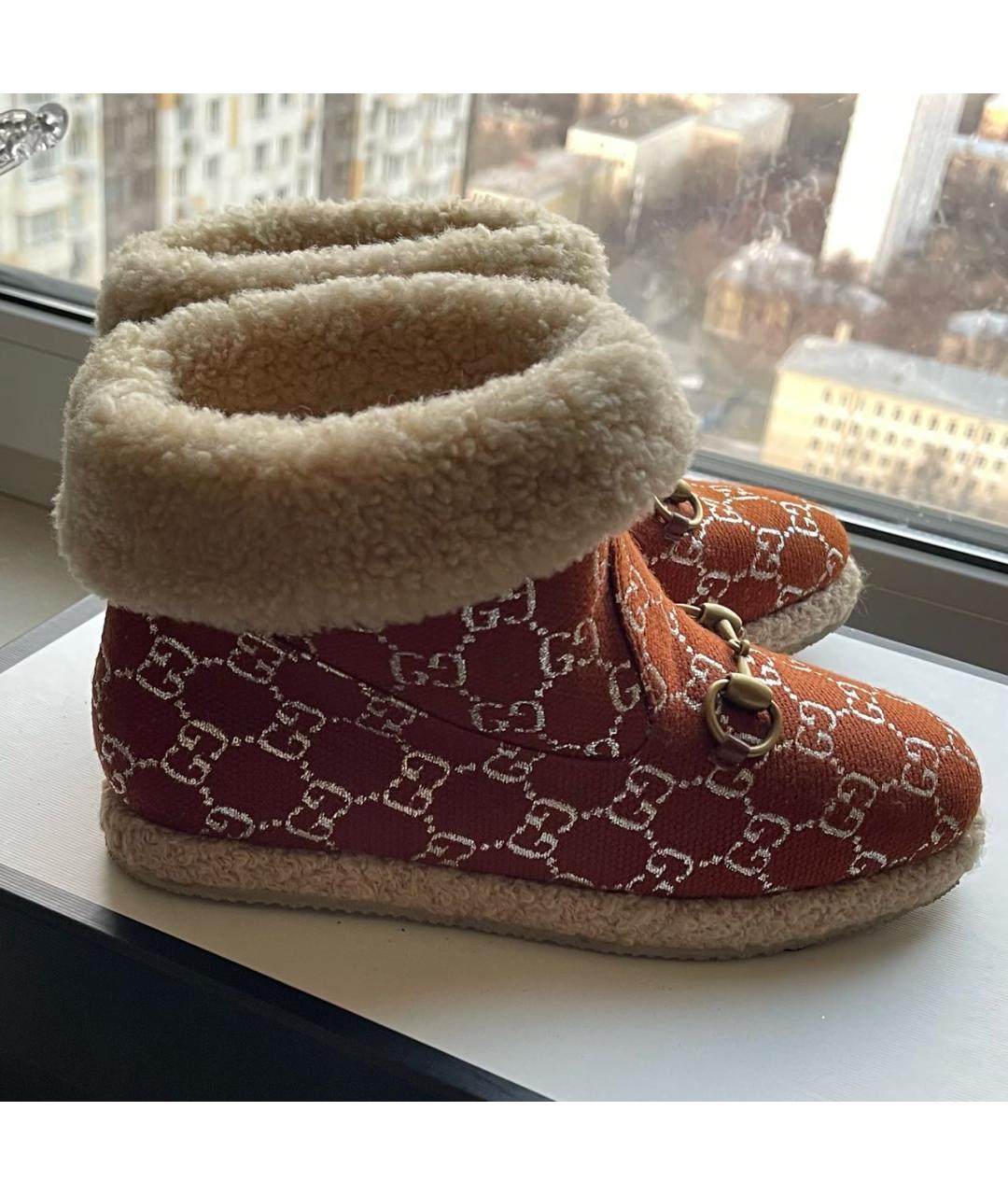 GUCCI Коричневые текстильные полусапоги, фото 9