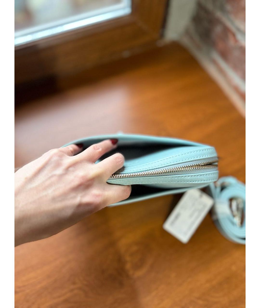 FURLA Голубая кожаная сумка через плечо, фото 5
