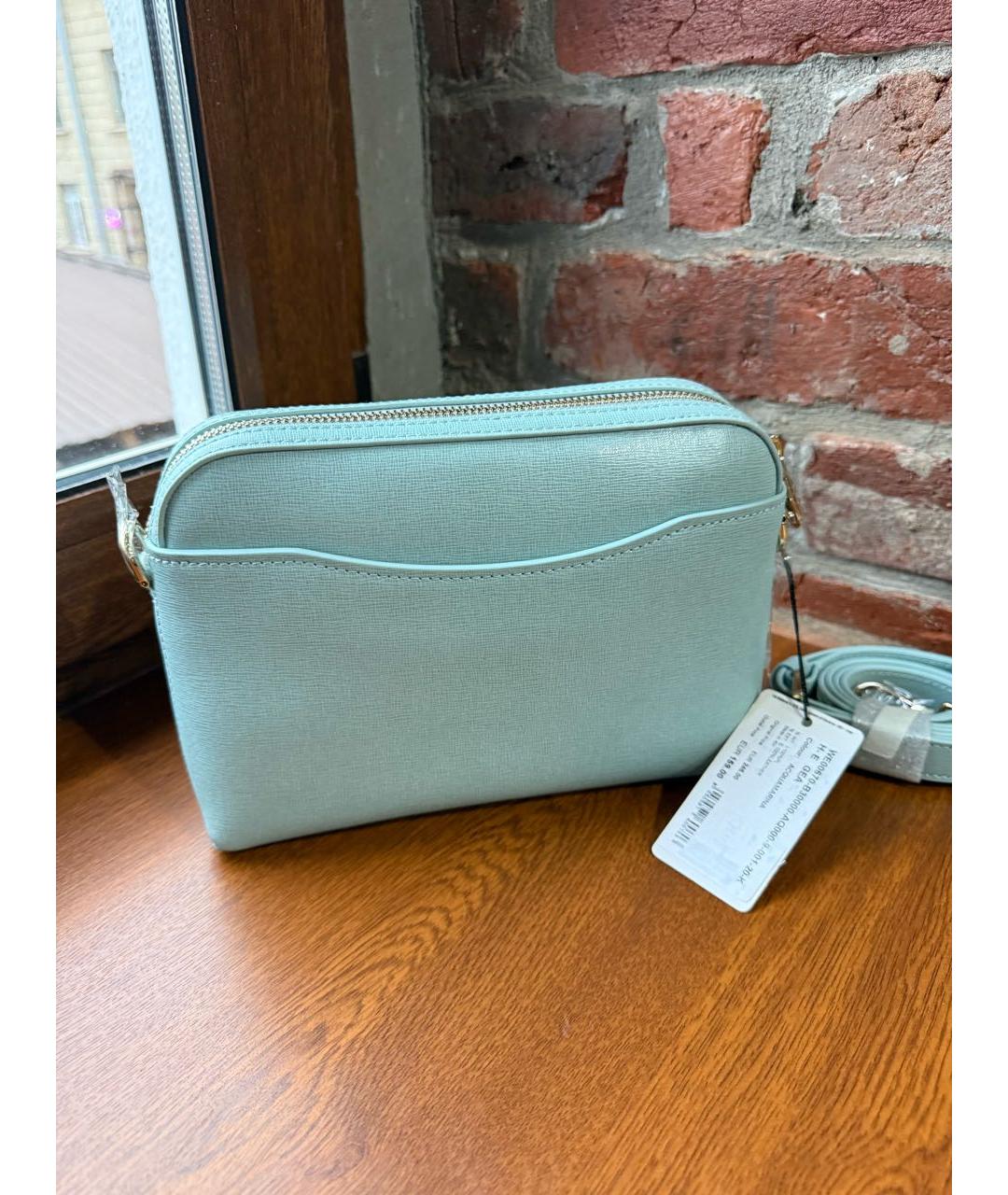 FURLA Голубая кожаная сумка через плечо, фото 3