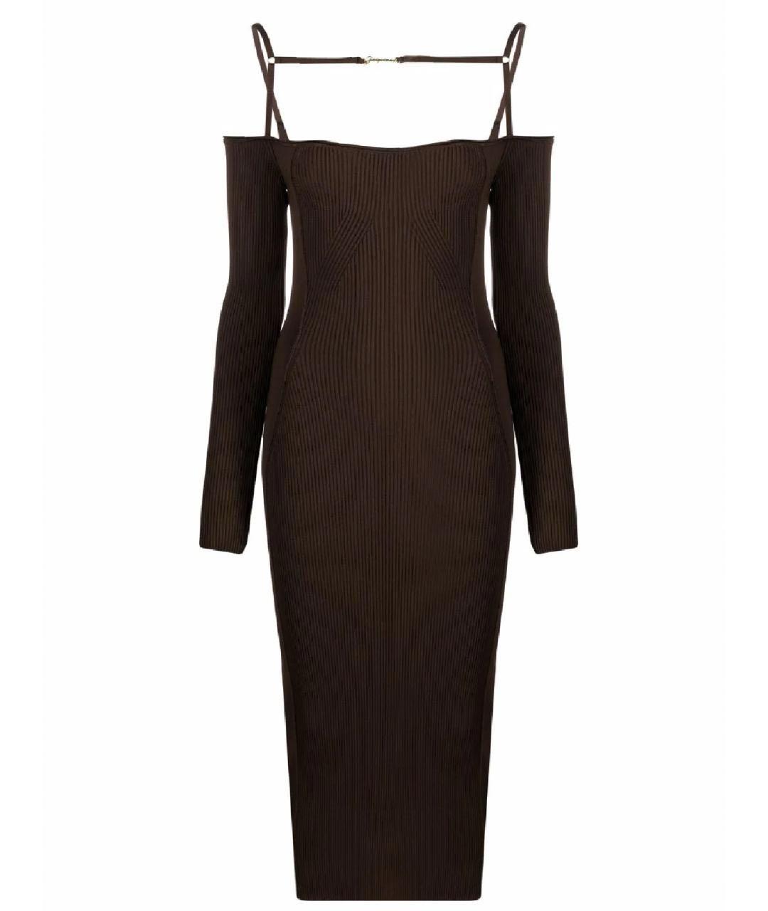 JACQUEMUS Коричневое вискозное платье, фото 7