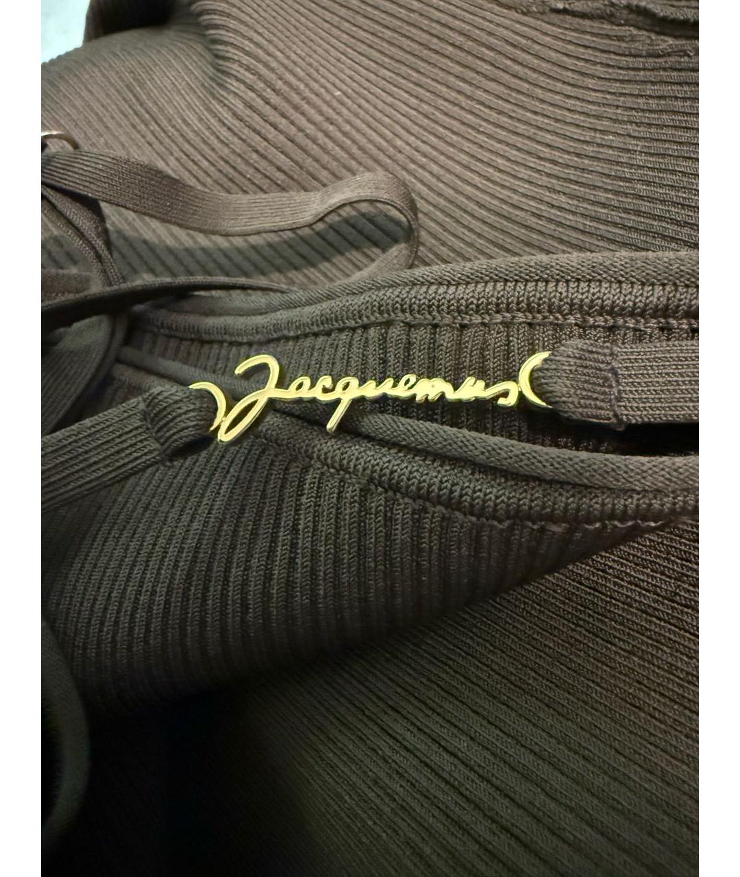 JACQUEMUS Коричневое вискозное платье, фото 4