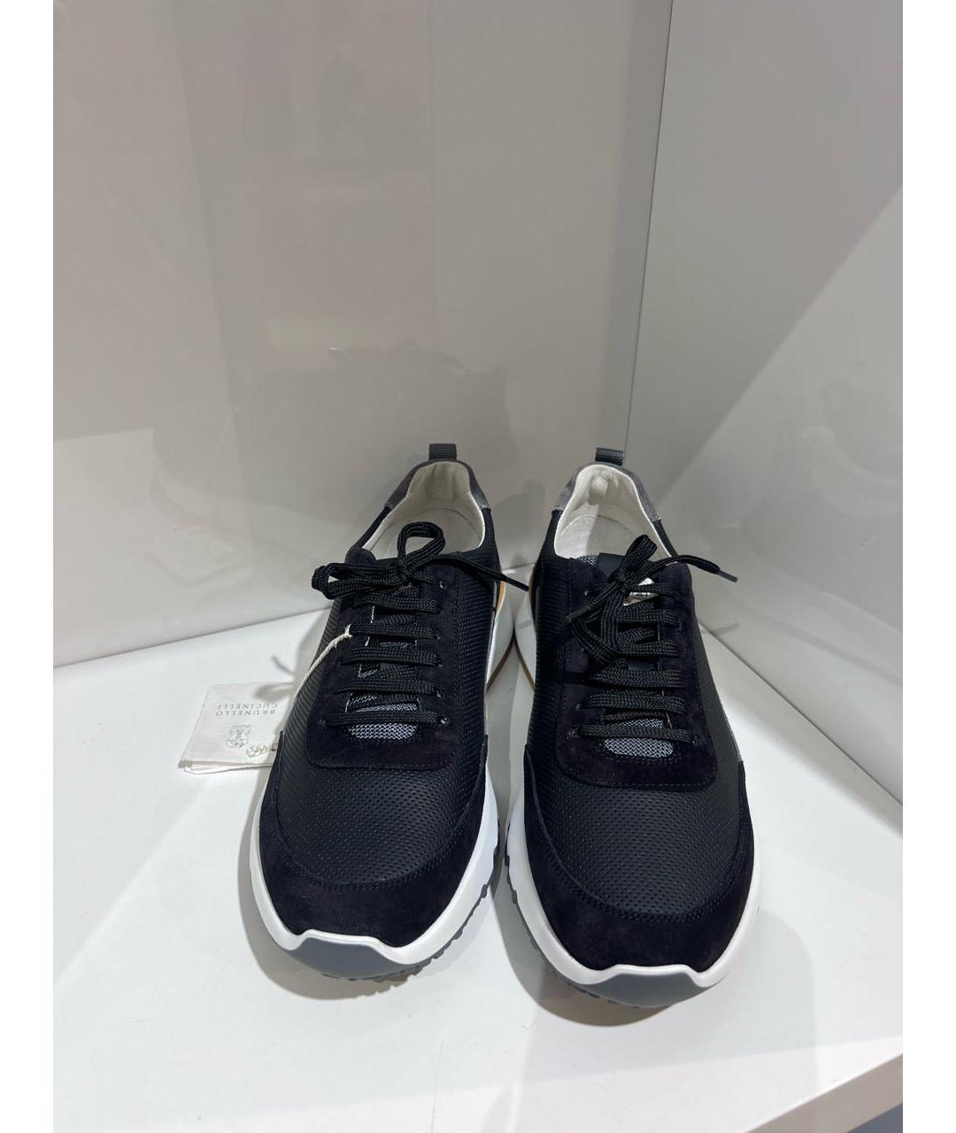 BRUNELLO CUCINELLI Черные кожаные низкие кроссовки / кеды, фото 2