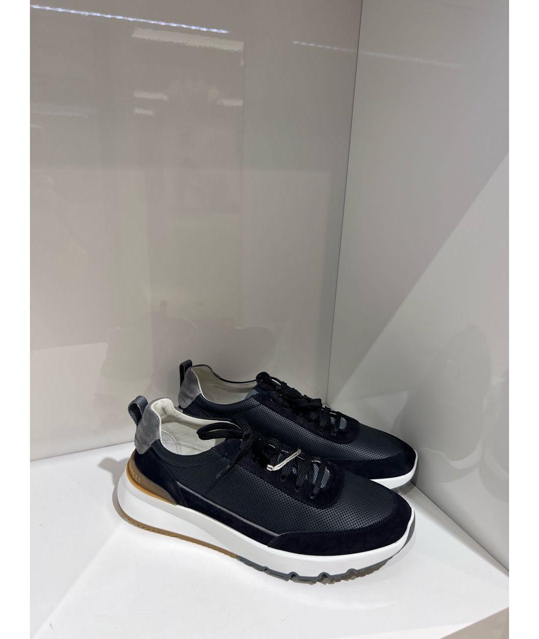 BRUNELLO CUCINELLI Черные кожаные низкие кроссовки / кеды, фото 3