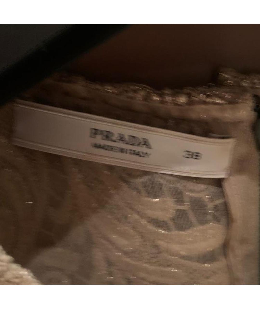 PRADA Золотое кружевное коктейльное платье, фото 3