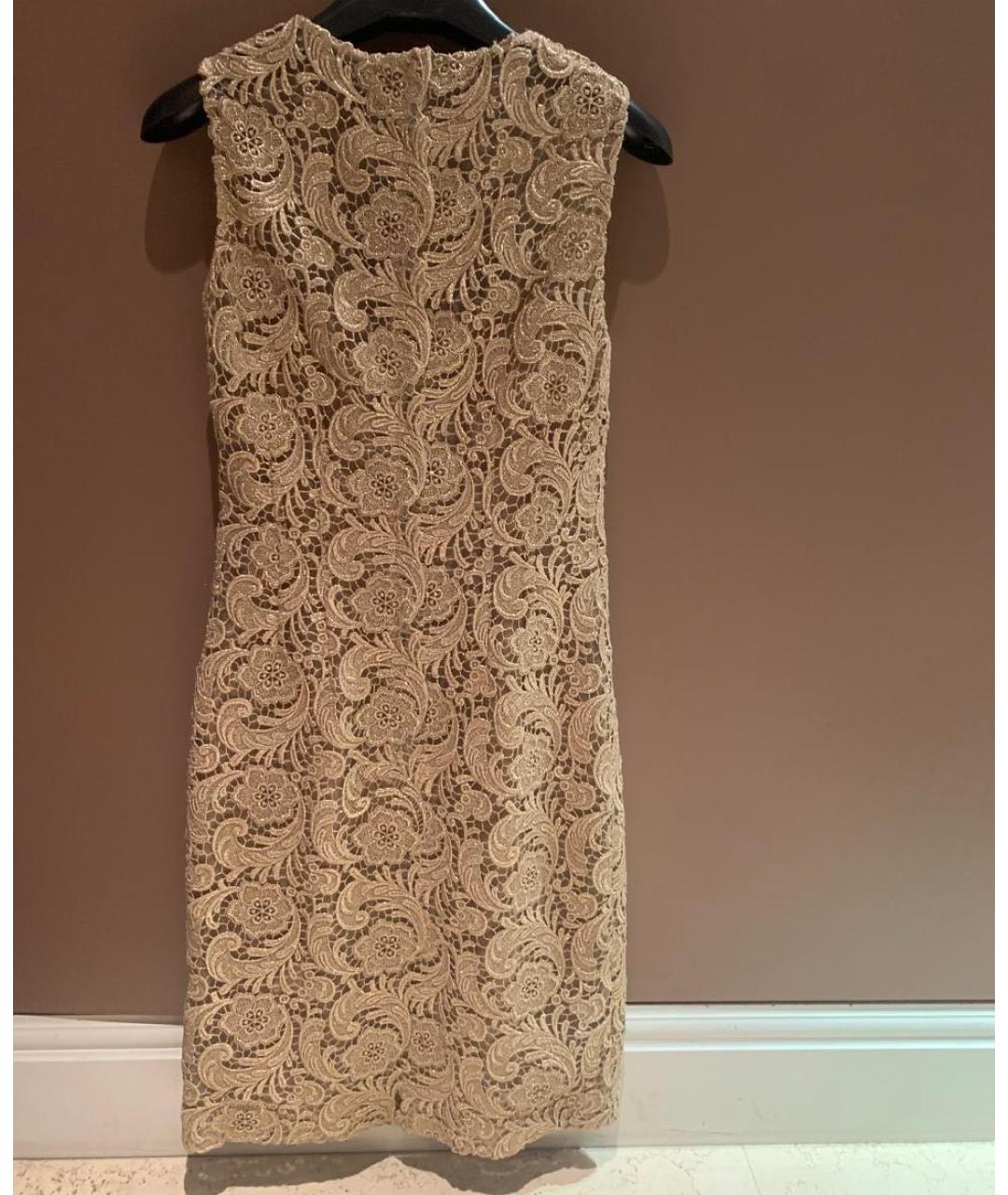 PRADA Золотое кружевное коктейльное платье, фото 2