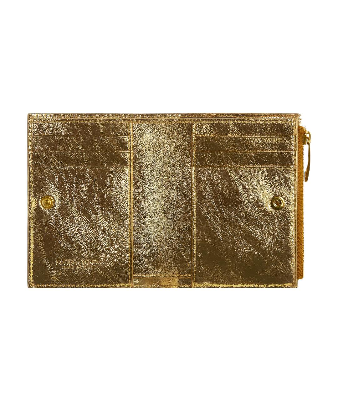 BOTTEGA VENETA Золотой кожаный кошелек, фото 4