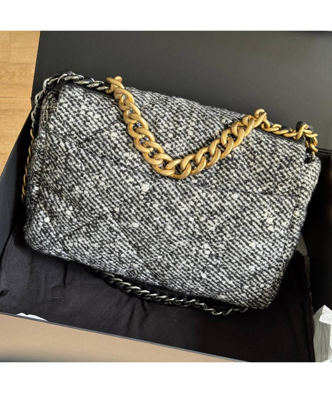 CHANEL Серая твидовая сумка через плечо, фото 5