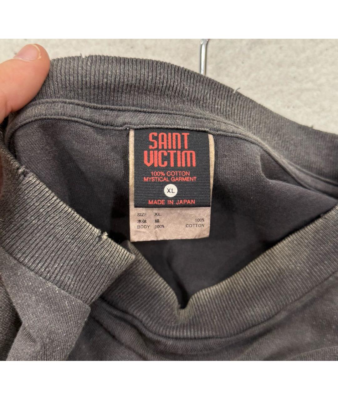 SAINT Mxxxxxx Антрацитовая хлопковая футболка, фото 4