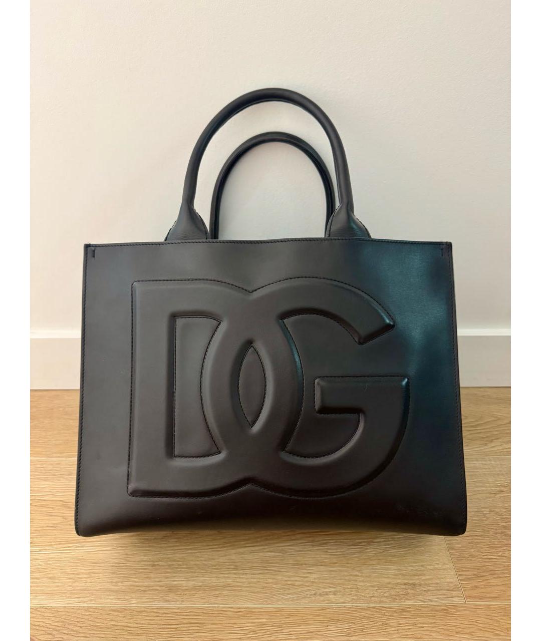 DOLCE&GABBANA Черная кожаная сумка с короткими ручками, фото 6