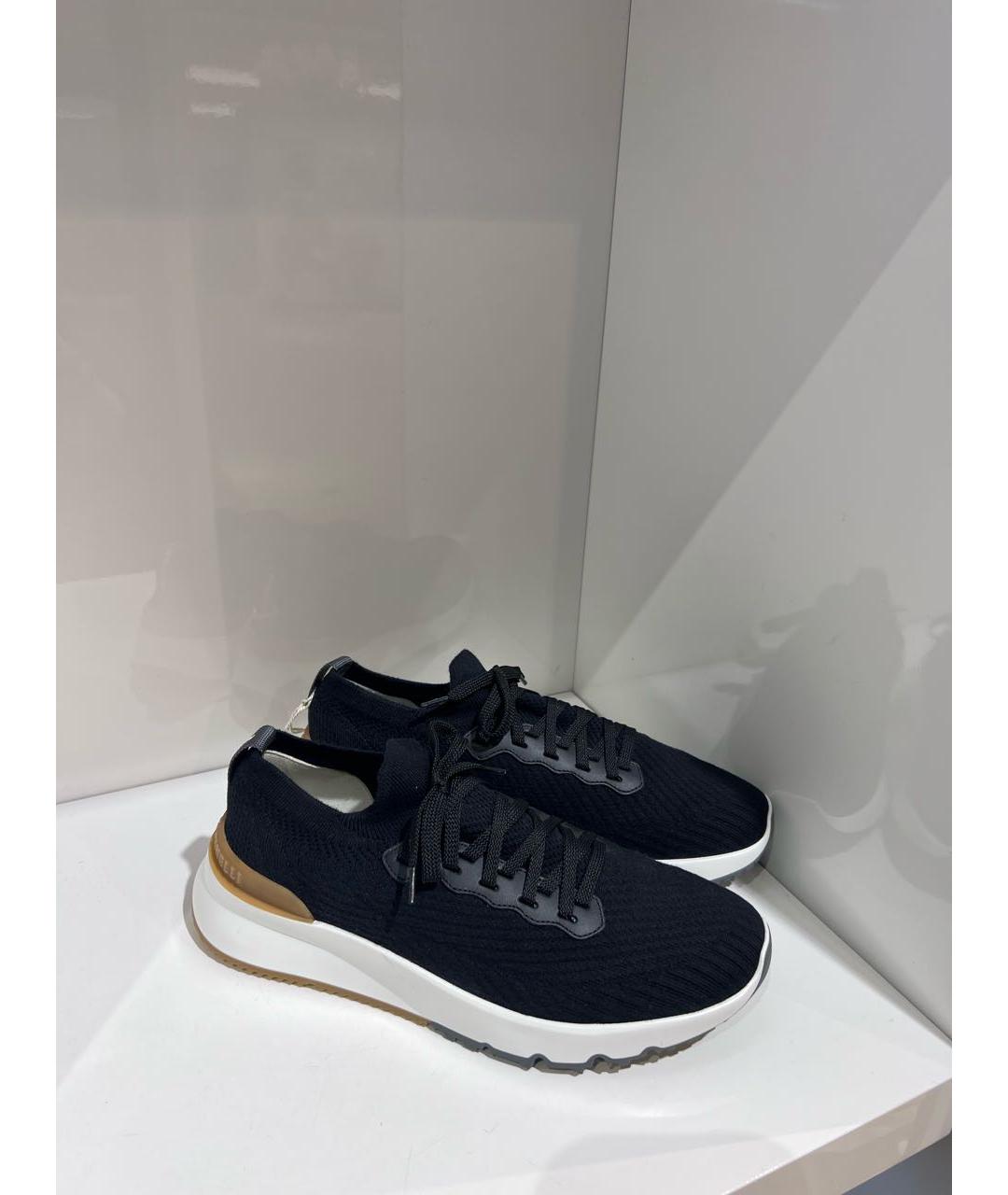 BRUNELLO CUCINELLI Черные текстильные низкие кроссовки / кеды, фото 3