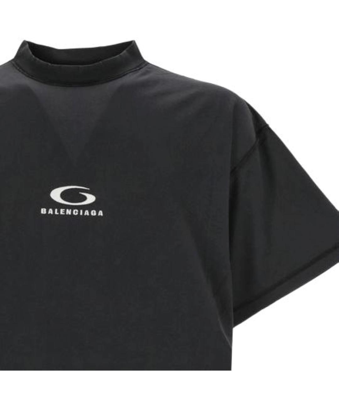 BALENCIAGA Черная хлопковая футболка, фото 3
